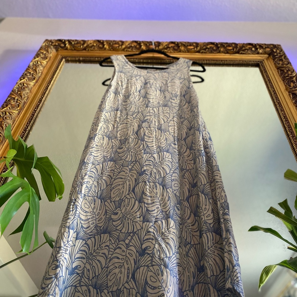 MAKAI BEACH HAWAII Chic Blue and White Patterned Midi Dress 🌺👗